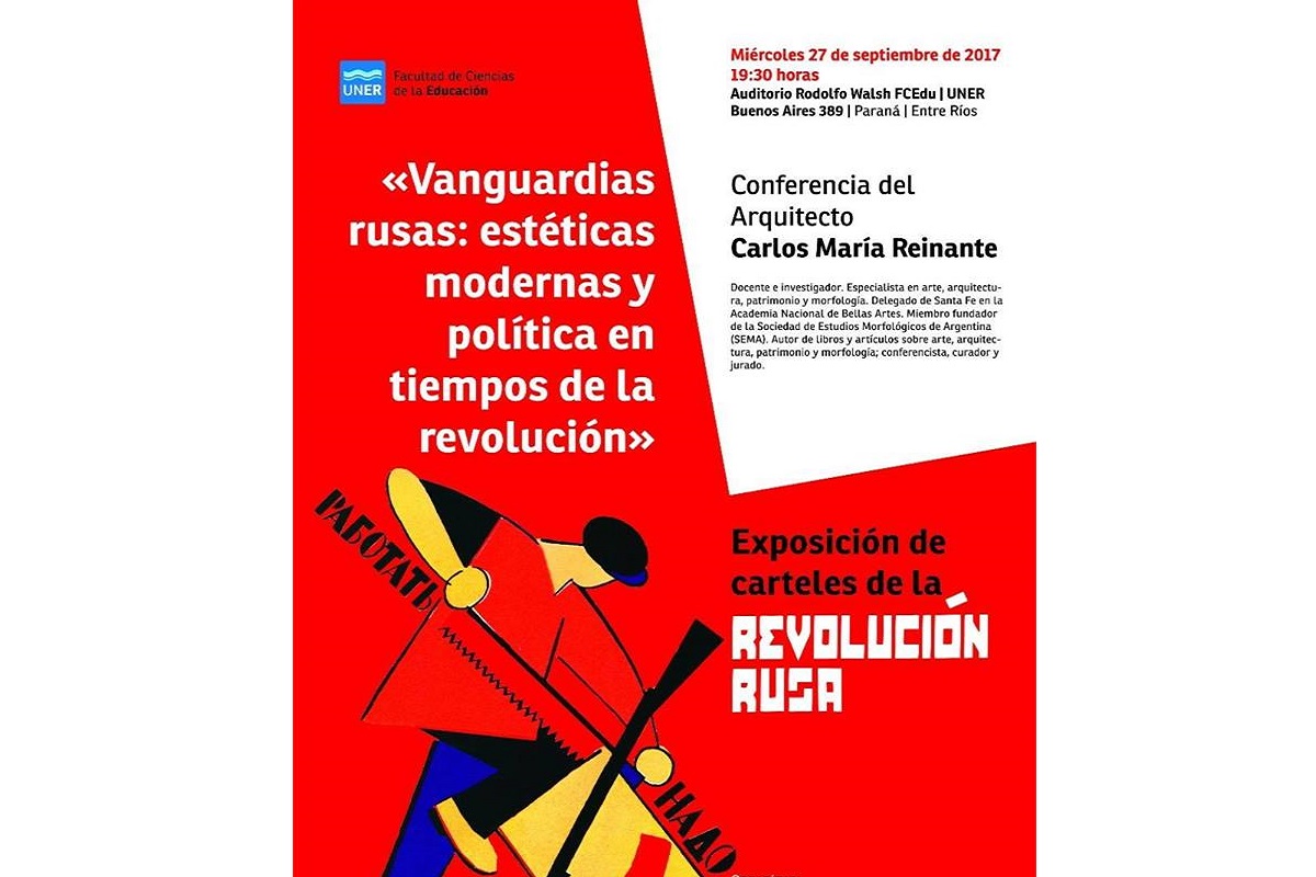 Carteles de la revolución rusa y conferencia sobre vanguardias